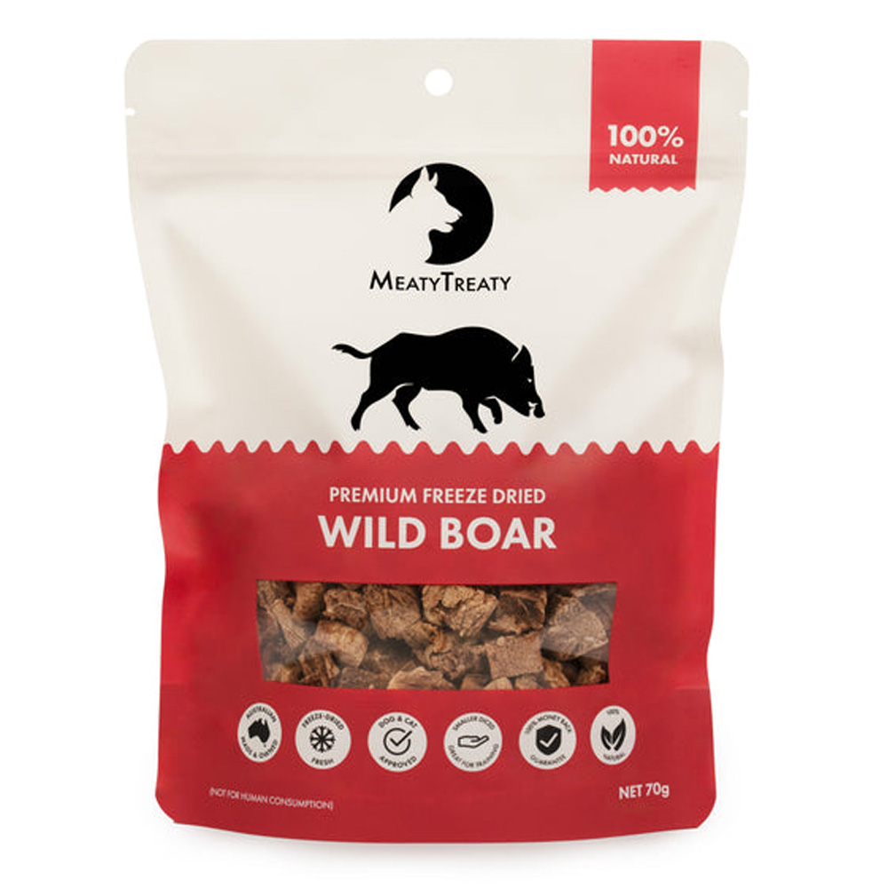 Meatytreaty Premium Freeze Dried Wild Boar For Dogs  70 Gm