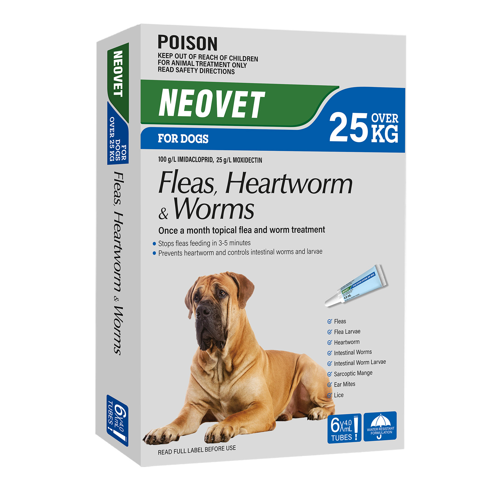 Neovet Flea and Worming For Extra Large Dogs Over 25Kg Blue