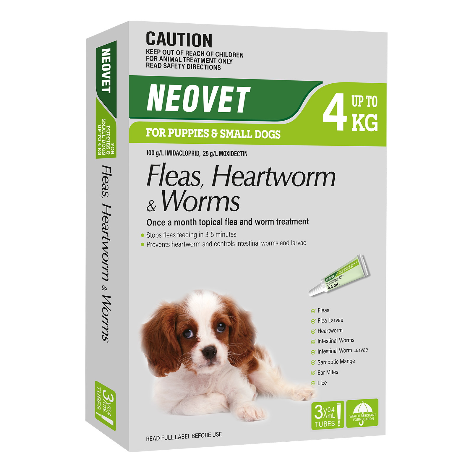 Neovet Flea and Worming For Puppies and Small Dogs Upto 4kg Green