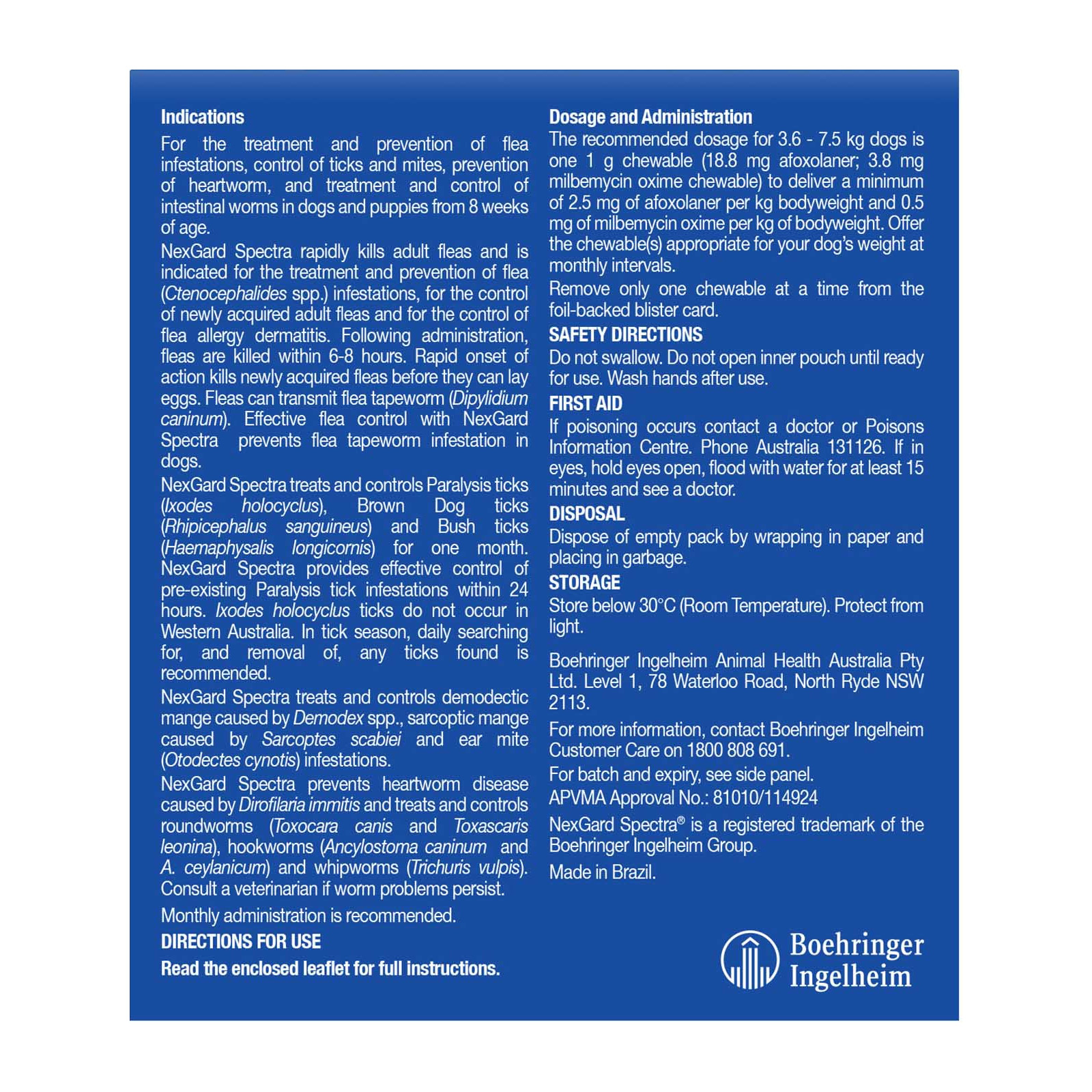 Nexgard Spectra Small Dogs (3.6 - 7.5kg) Yellow