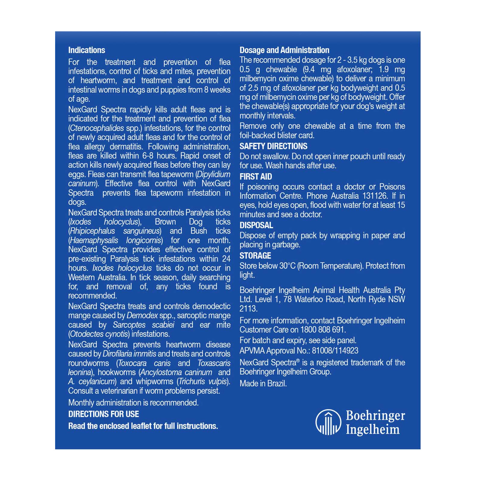 Nexgard Spectra Very Small Dogs (2 - 3.5kg) Orange