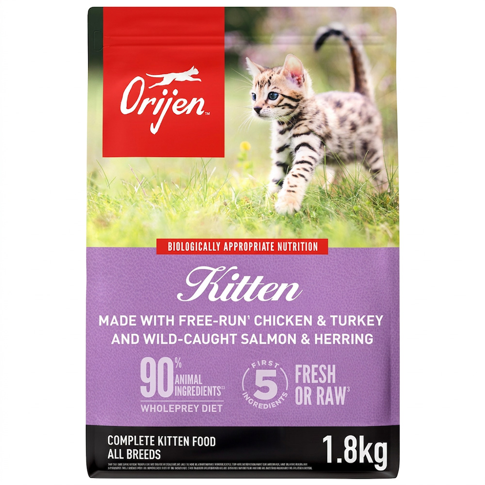 Orijen Kitten All Breeds Chicken & Turkey and Wild-Caught Salmon & Herring Complete Dry Cat Food