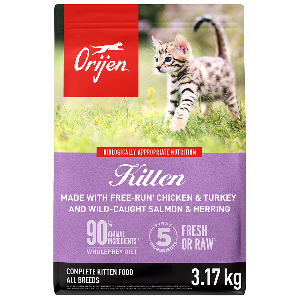 Orijen Kitten All Breeds Chicken & Turkey and Wild-Caught Salmon & Herring Complete Dry Cat Food