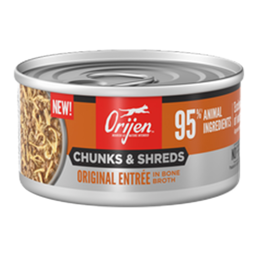 Orijen Chunks & Shreds Original Entree in Bone Broth Canned Wet Cat Food 155 Gm