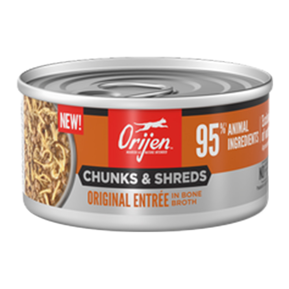 Orijen Chunks & Shreds Original Entree in Bone Broth Canned Wet Cat Food 85 Gm