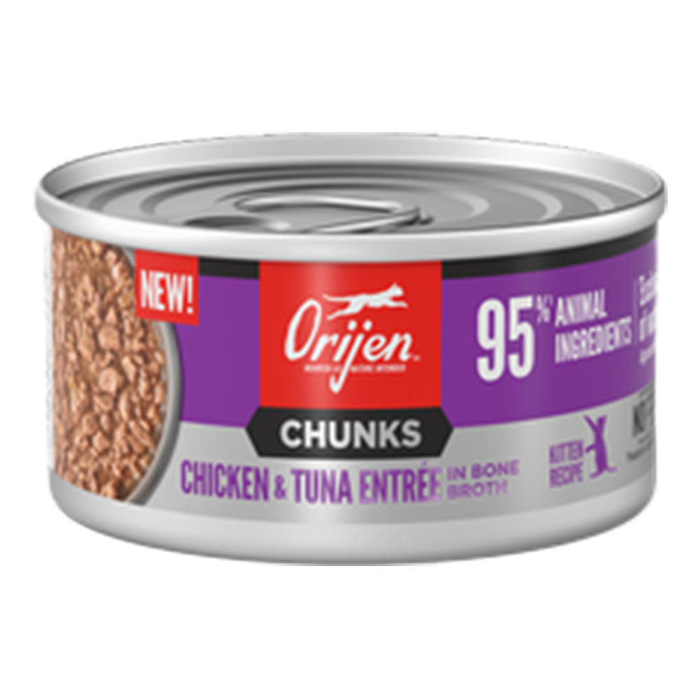 Orijen Kitten Chunks Chicken & Tuna Entree in Bone Broth Canned Wet Cat Food 85 Gm