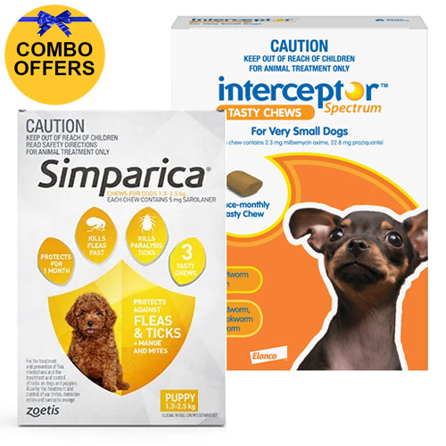 Simparica Chewables & Interceptor Spectrum Tasty Chews Combo