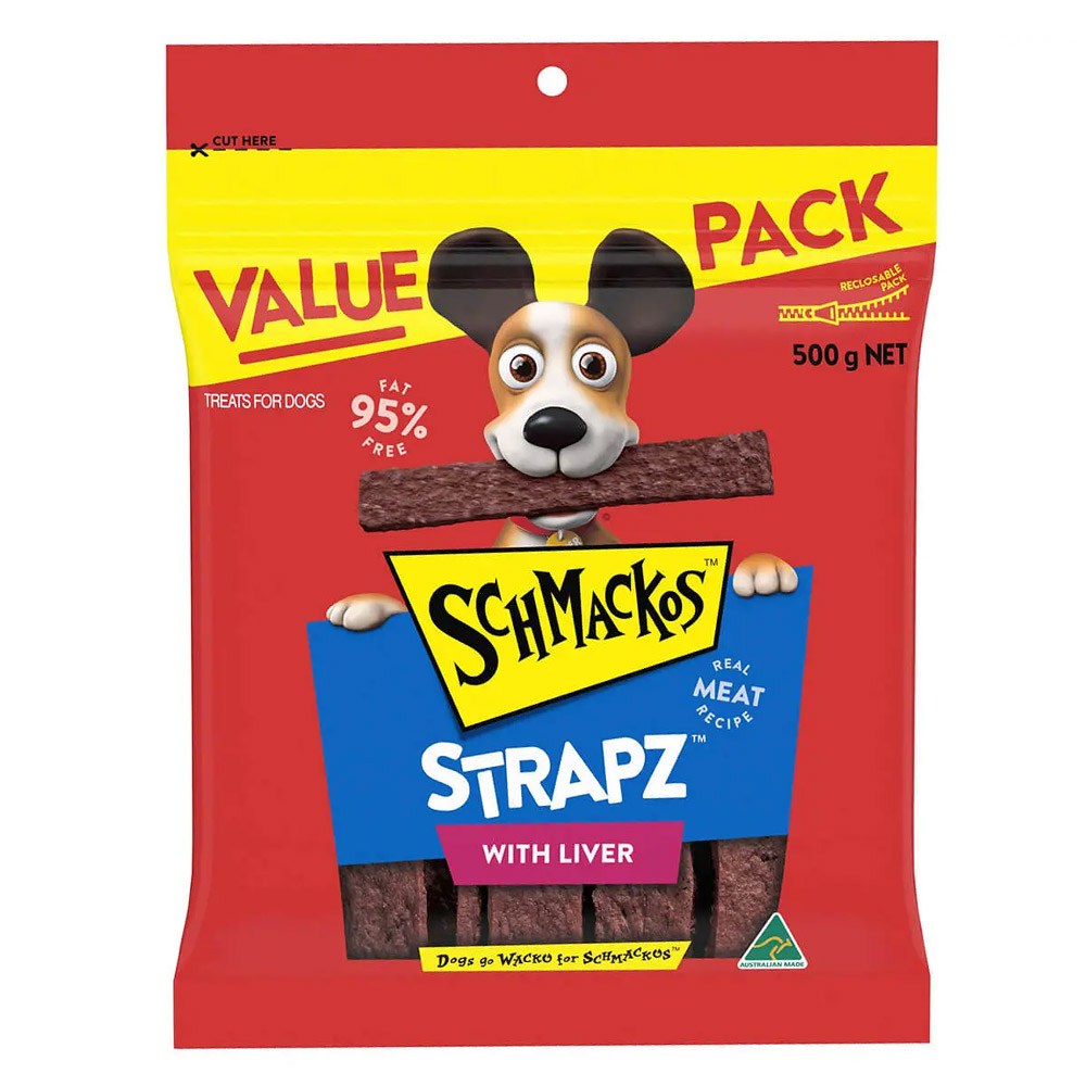 Schmackos Strapz With Liver Real Meat Recipe Dog Treats  500 Gm