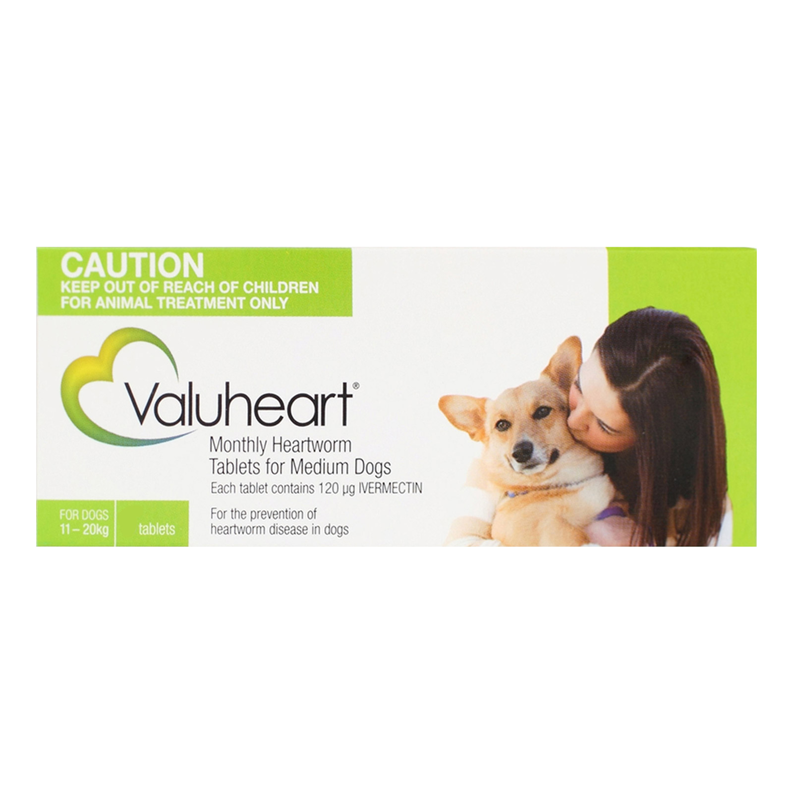 Valuheart Heartworm Tablets For Medium Dogs 11 To 20Kg (Green)