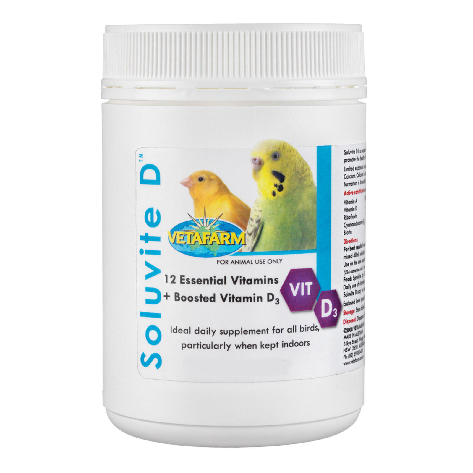 Vetafarm Soluvite D Vitamin Powder for Birds for Bird Supplies
