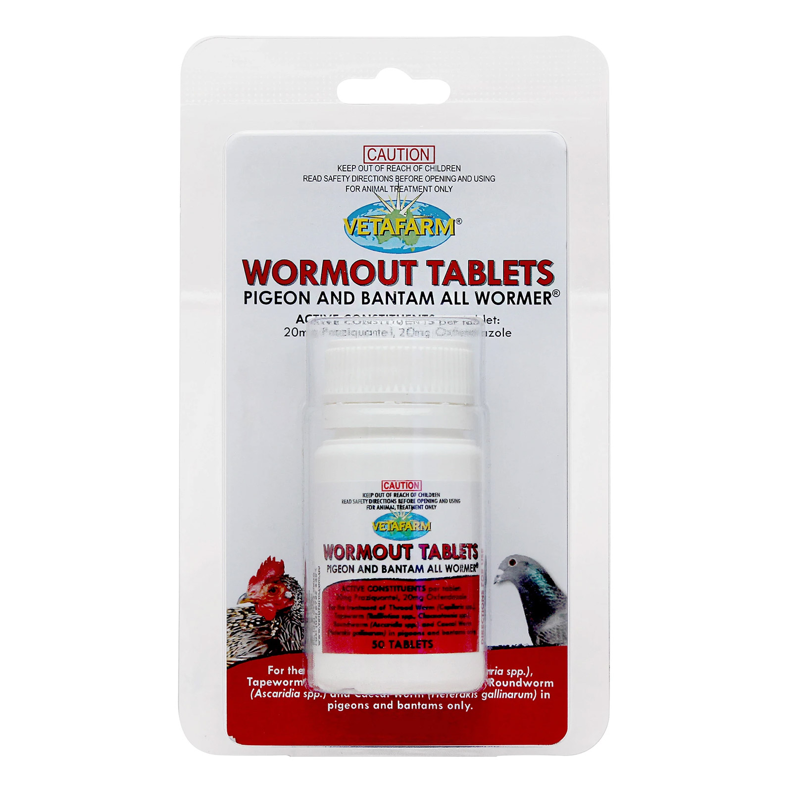 VetaFarm Wormout Tablets for Pigeons and Bantams for Bird Supplies