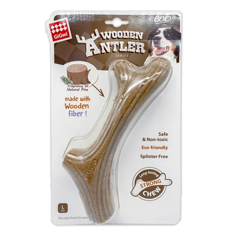 Gigwi Long Lasting Chew Wooden Antler For Dogs  25 Cm - Large