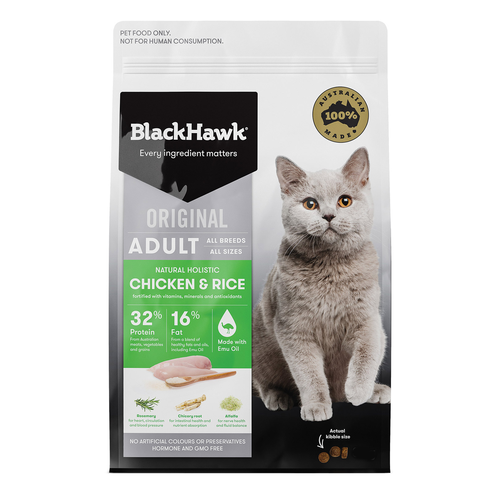 Buy Black Hawk Adult Chicken and Rice Dry Cat Food New Formula Online