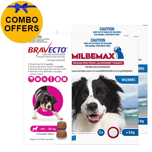Bravecto Chew + Milbemax Combo Pack for Dogs 40-50kg (X-Large Dogs - Pink)