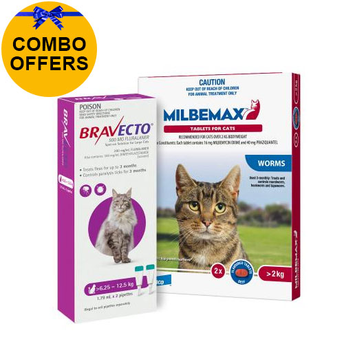 Bravecto Spot On + Milbemax Combo Pack For Cats (6.25 - 8 kg) - Purple