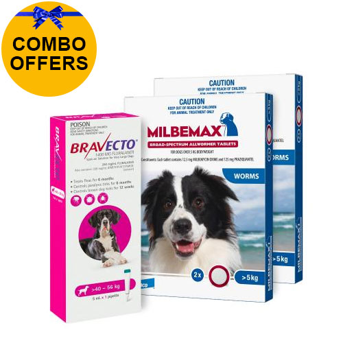 Bravecto Spot On + Milbemax Combo Pack For Dogs for Dogs 40-56kg (X-Large Dogs - Pink)