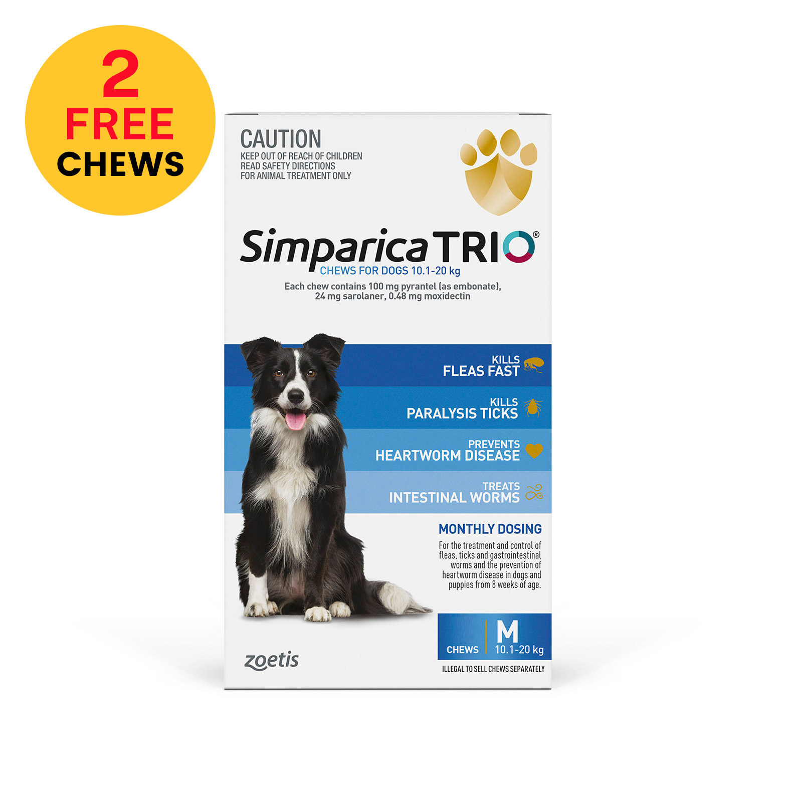 Simparica TRIO for Medium Dogs 10.1-20kg (Blue)