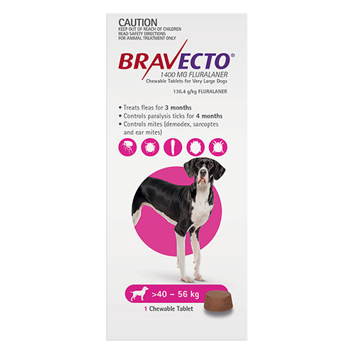 Bravecto For Extra Large Dogs 40-56Kg (Pink)