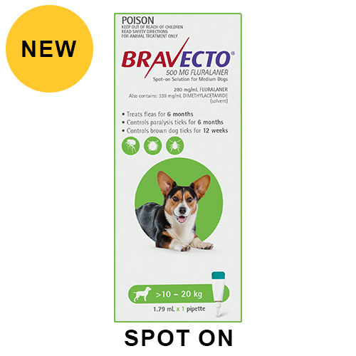 Bravecto Spot On for Medium Dogs (10 - 20 kg) Green