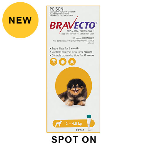 Bravecto Spot On for X-Small Dogs (2 - 4.5 kg) Yellow