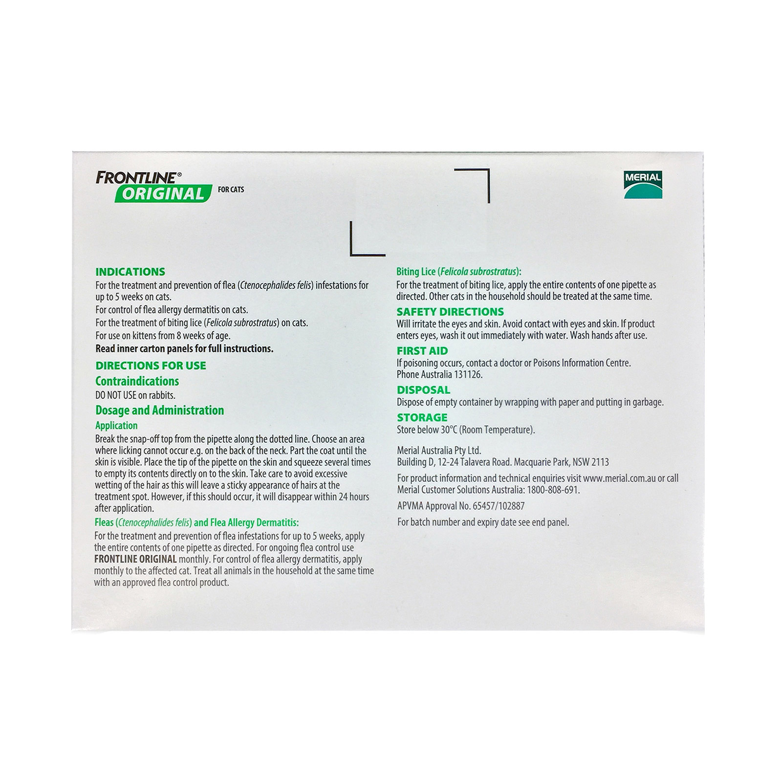 frontline original for cats