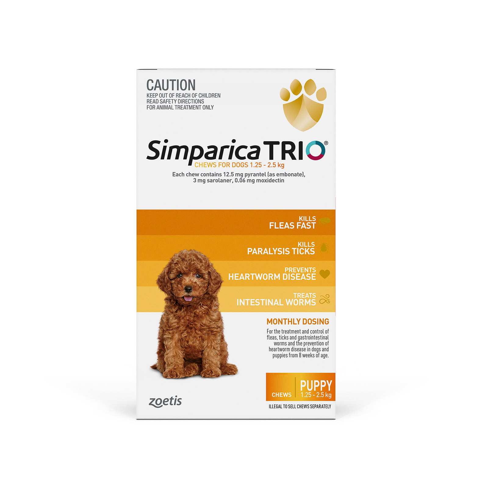 Buy Simparica TRIO for Puppy 1.252.5kg (Yellow) 3 Chews Online