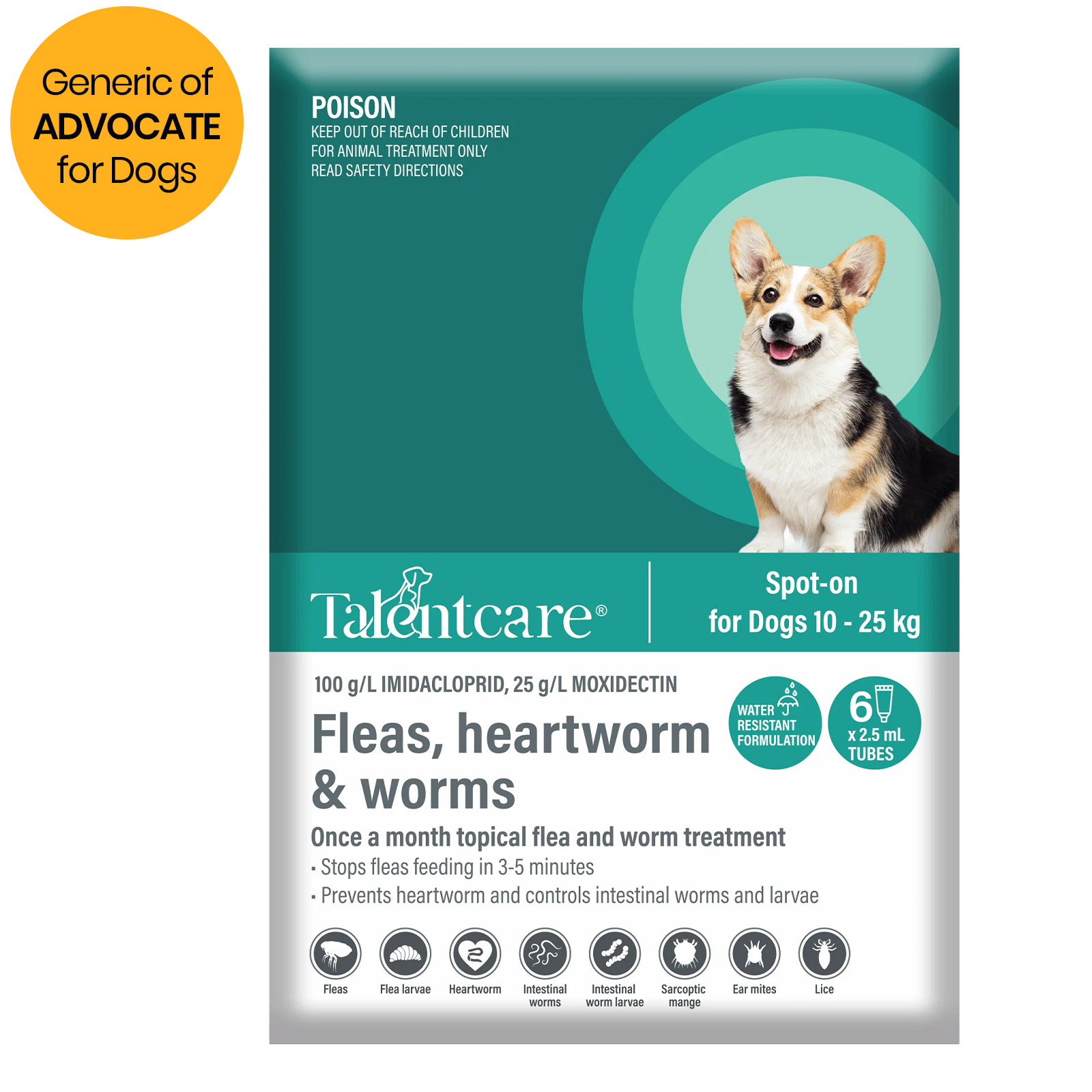Buy Talentcare Spot On Dog Flea & Worm Treatment for Dogs 10 25kg 6