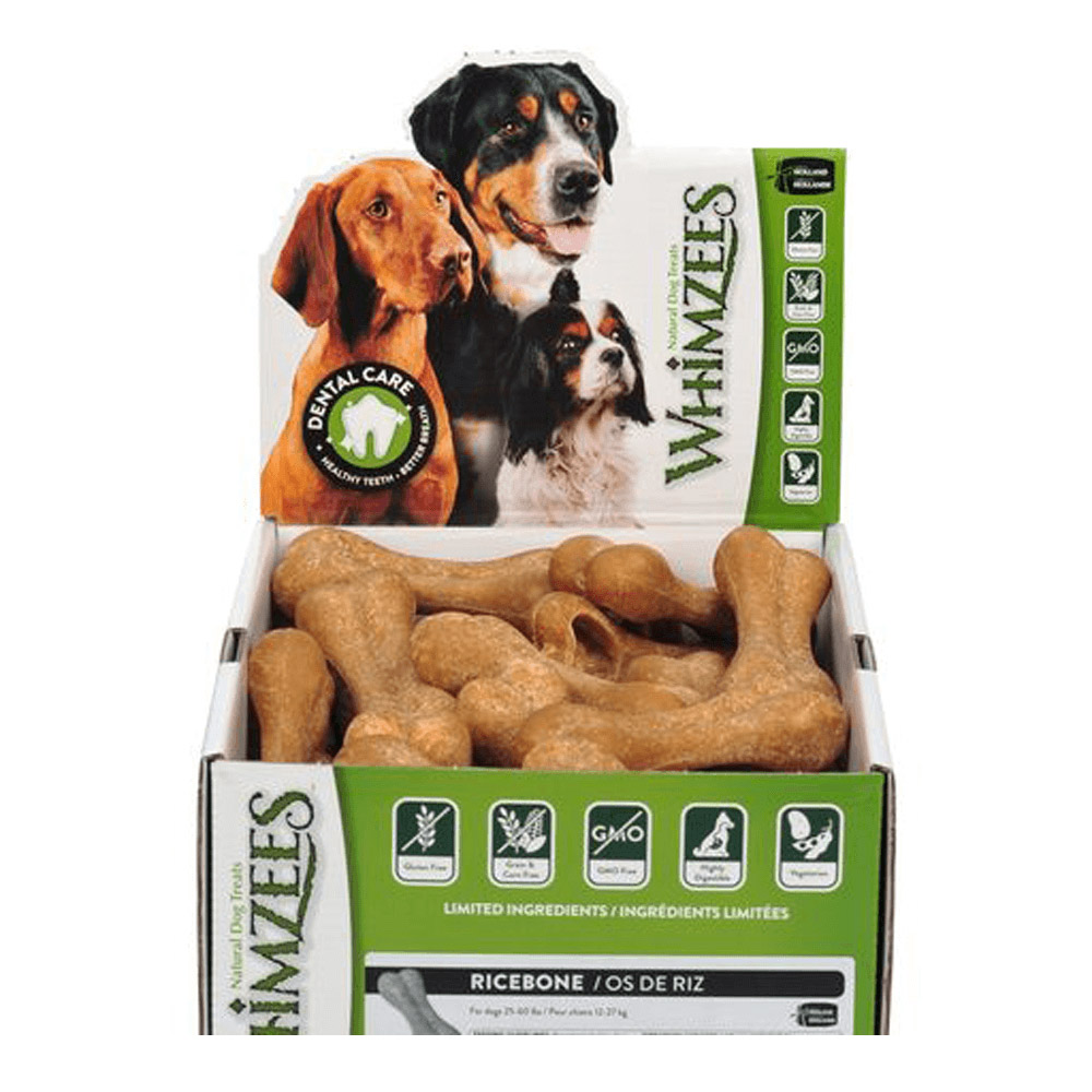 Buy WHIMZEES Rice Bones Dental Bulk Box Dog Treats Online