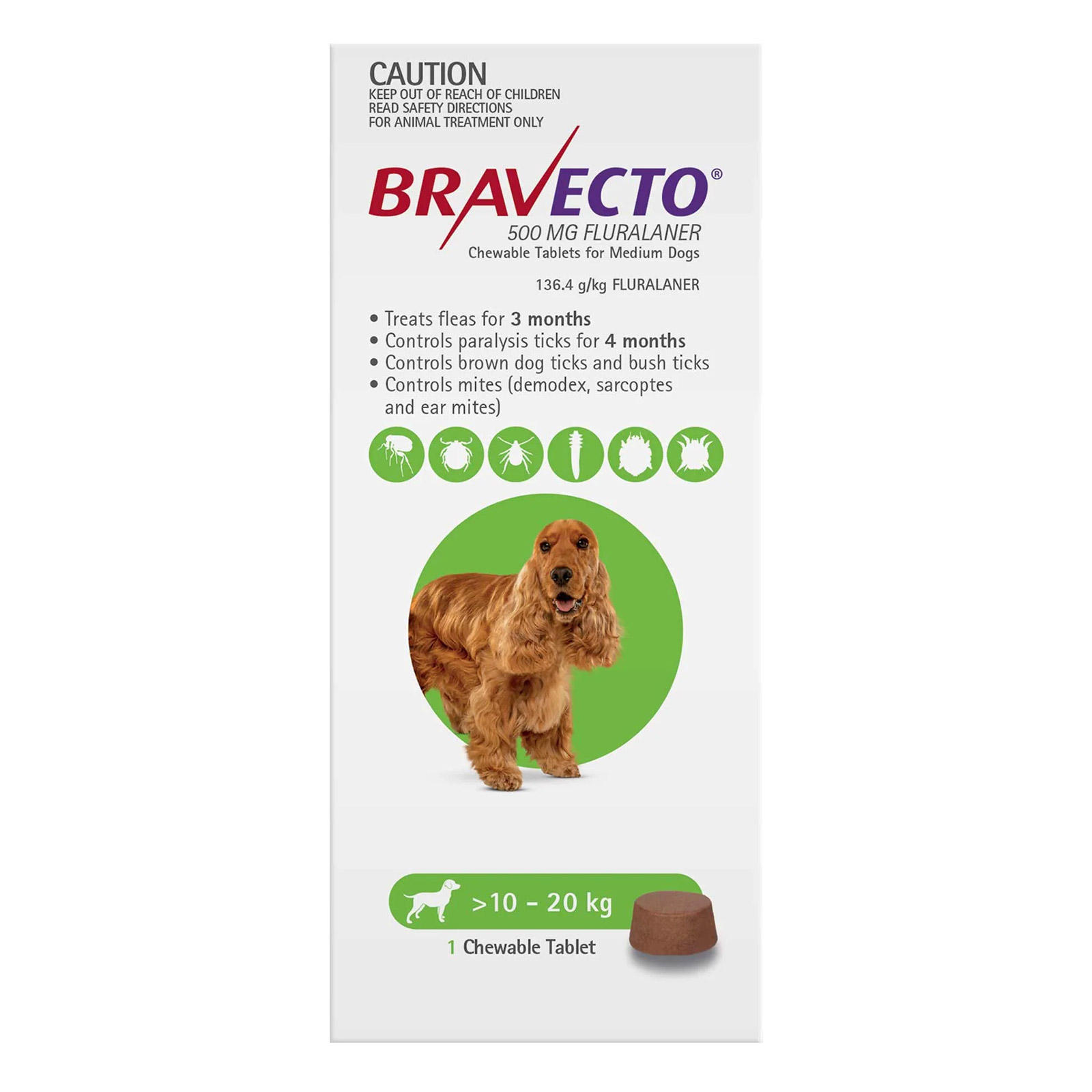 Buy Bravecto For Medium Dogs 1020Kg (Green) Online