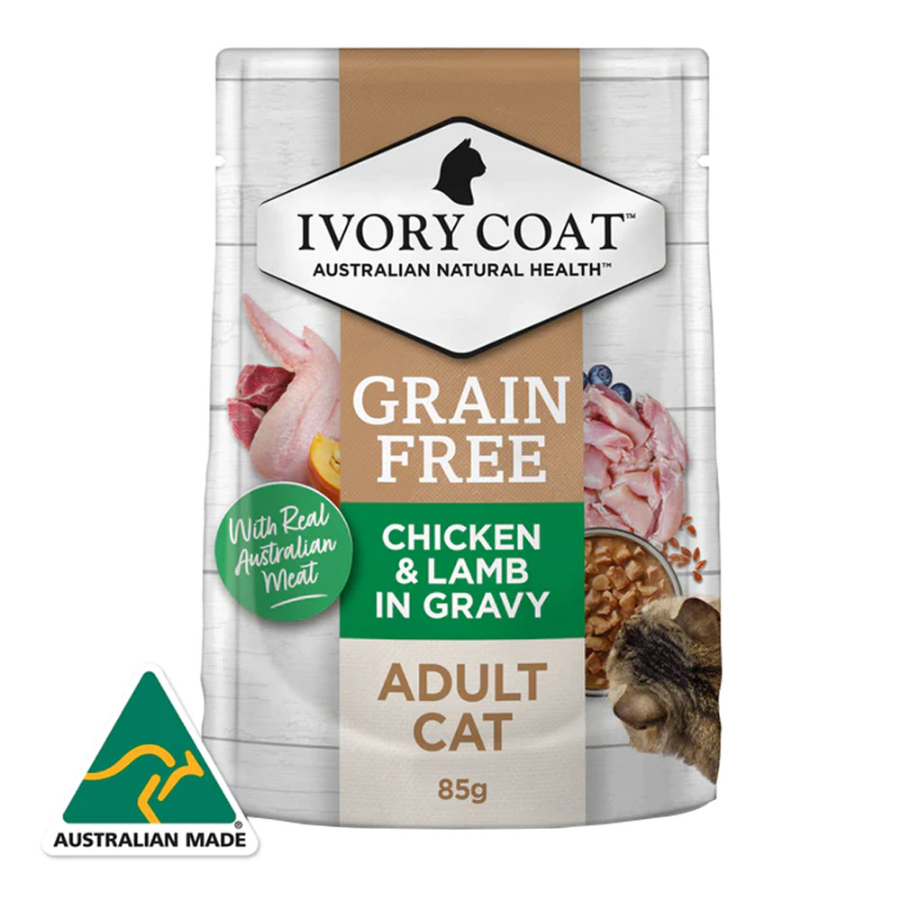Ivory Coat Grain Free Adult Cat Wet Food Chicken & Lamb in Gravy