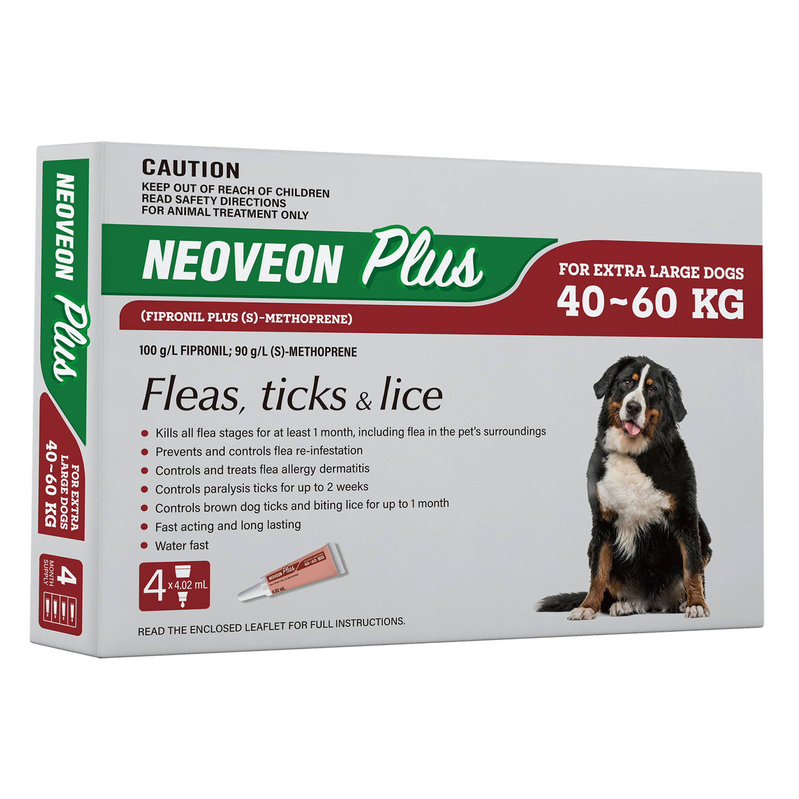 Buy Neoveon Plus Flea and Tick For Extra Large Dogs 40 to 60kg Red Online