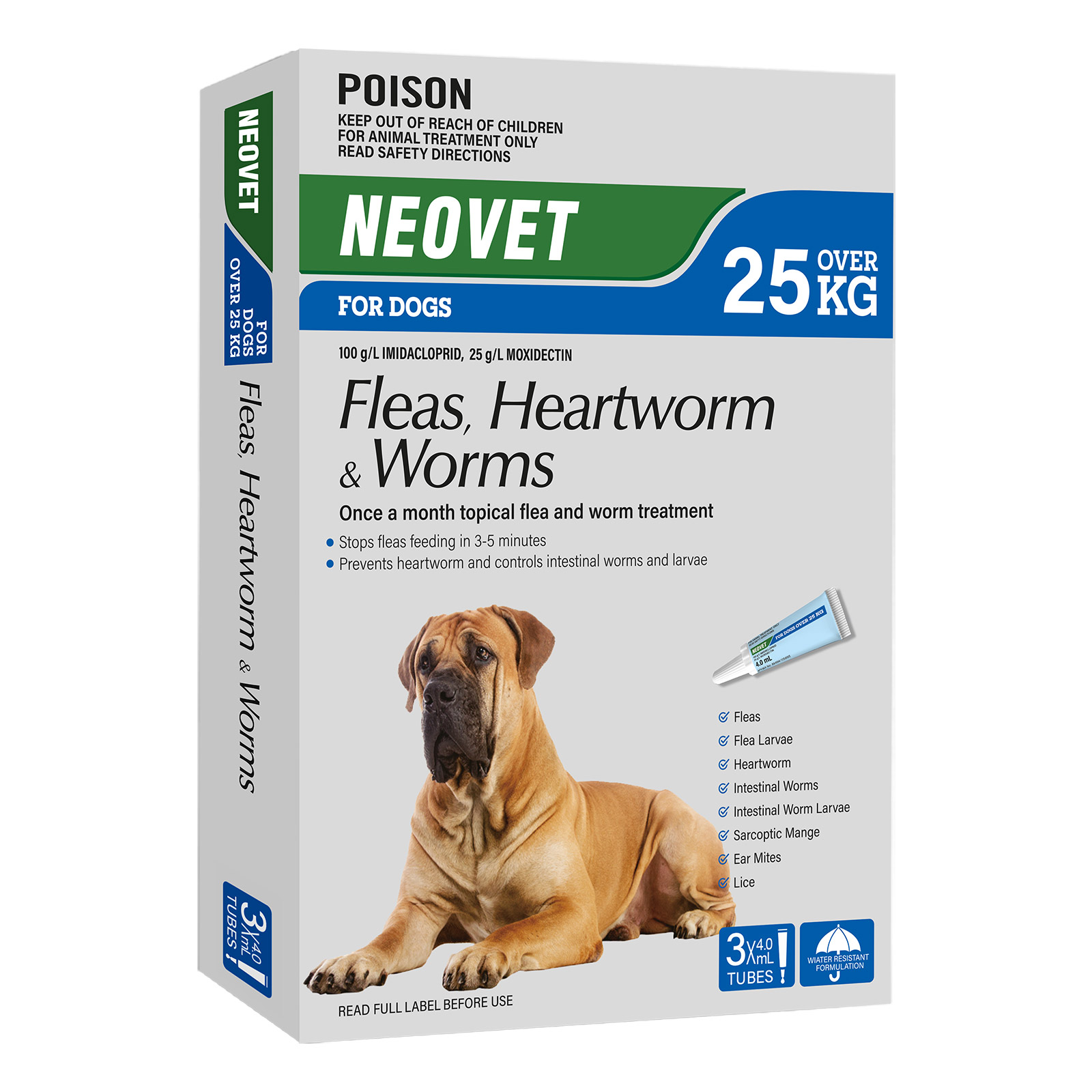 Buy Neovet Flea and Worming For Extra Large Dogs Over 25Kg Blue Online