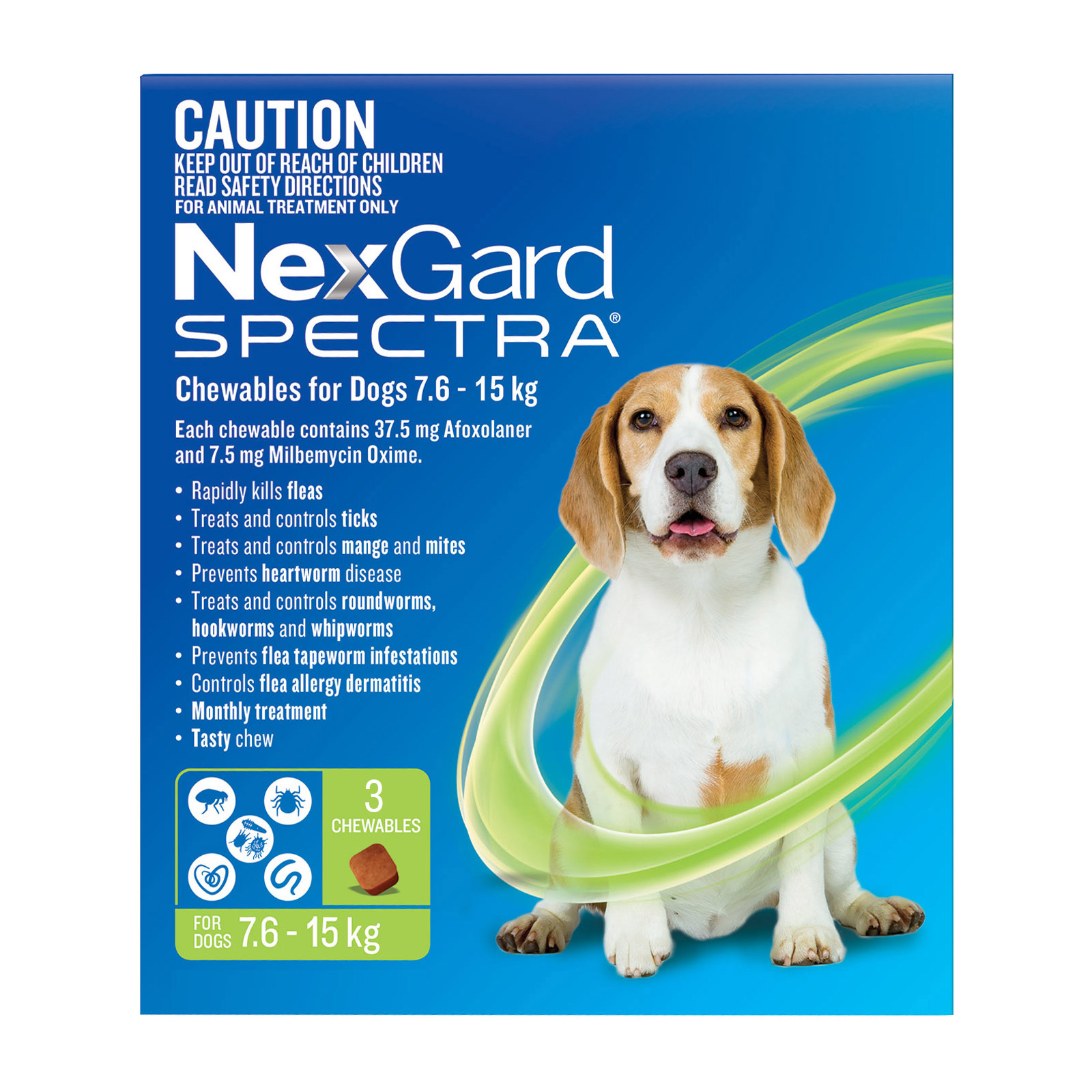 Buy Nexgard Spectra Medium Dogs (7.6 - 15kg) Green Online